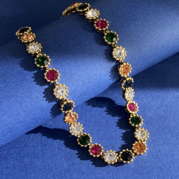 Sunflower bud diamond necklace brass material. JW01 - Image 2