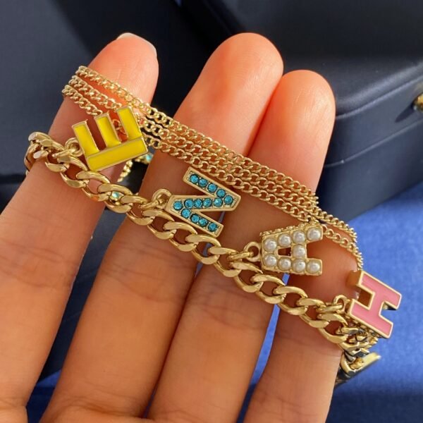 Four-layer chain with letters and Diamond and Pearl Necklace.JW01 - Image 2