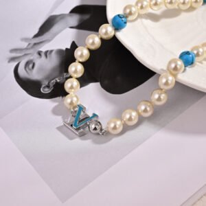 Thick gold-plated letter with high quality beads Necklace.JW01