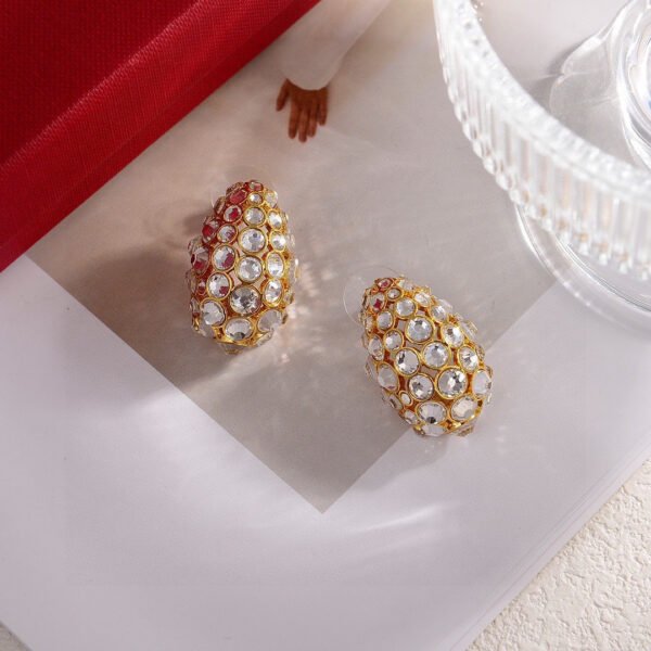 Retro style Diamonds infused in gold plated earrings.JW01 - Image 2