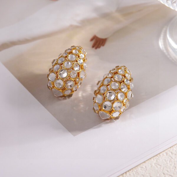 Retro style Diamonds infused in gold plated earrings.JW01 - Image 4