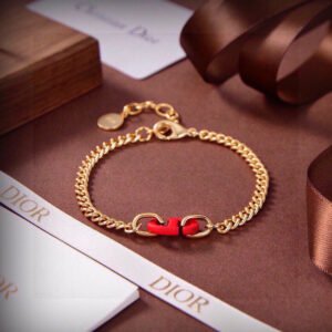 Golden chain with Red CD bracelet consistent Brass material.JW01