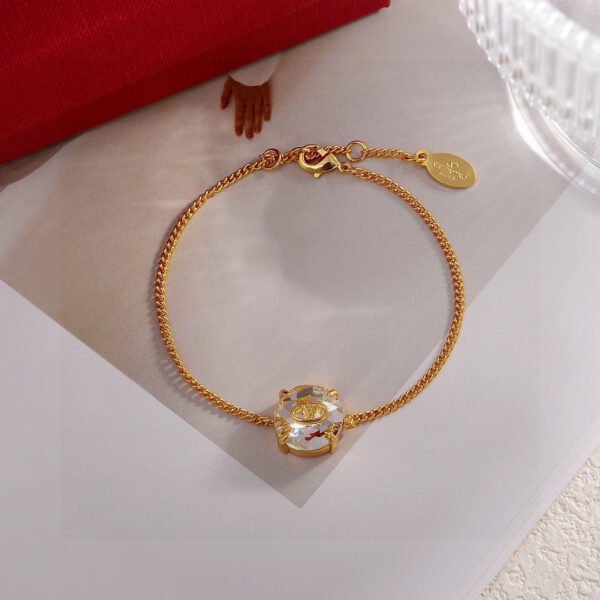 Adjustable chain necklace with big crystal and Letter V on it.JW01 - Image 3