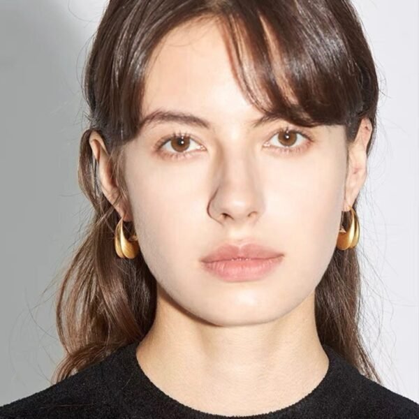 Original Brass material gold plated oval Earrings.JW01 - Image 5