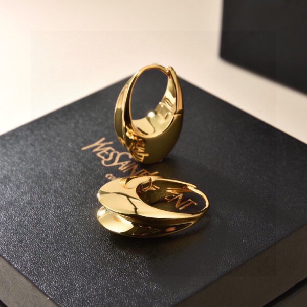 Original Brass material gold plated oval Earrings.JW01 - Image 3