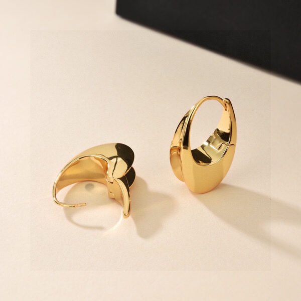 Original Brass material gold plated oval Earrings.JW01 - Image 7