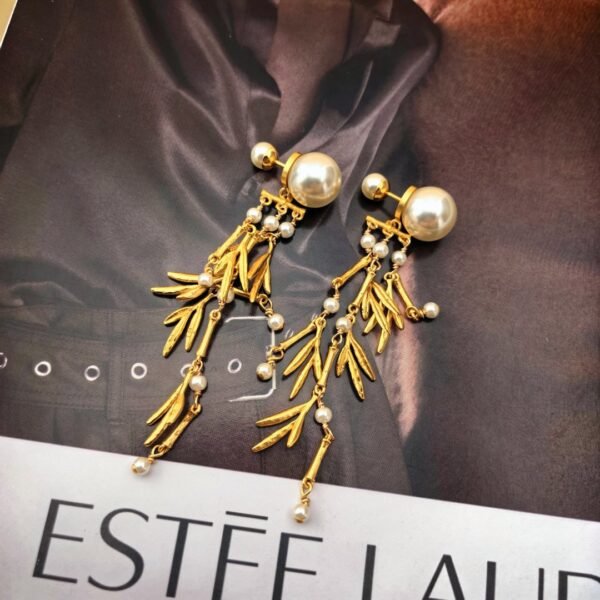 Latest golden earring with pearl beads ZP material.JW01 - Image 4