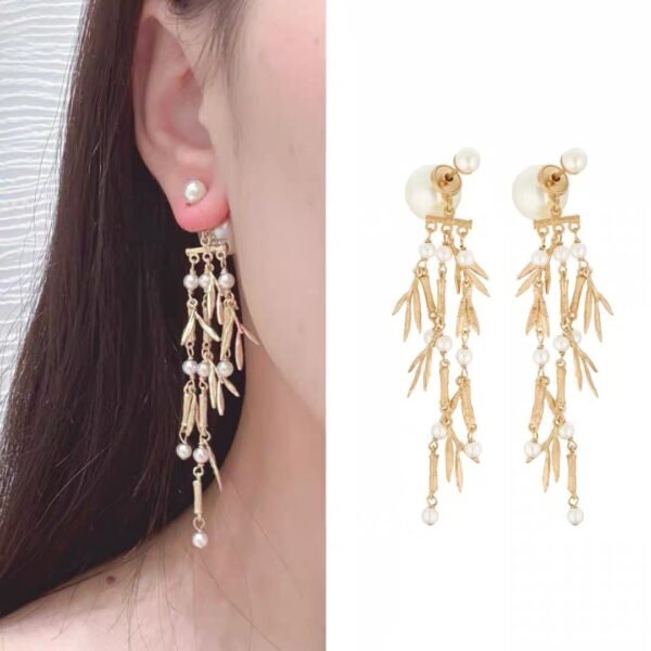 Latest golden earring with pearl beads ZP material.JW01 - Image 3