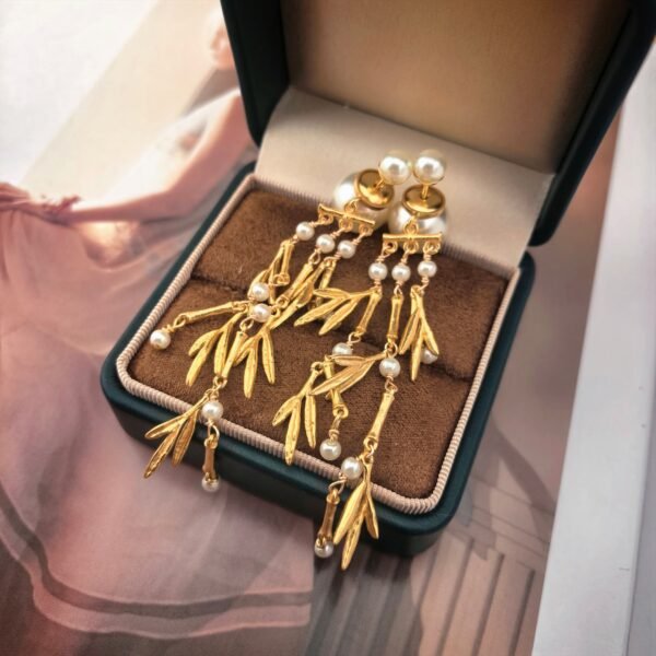 Latest golden earring with pearl beads ZP material.JW01 - Image 2