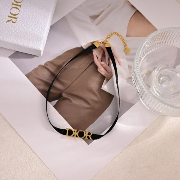 Logo Gold Tone Fabric Choker Necklace.JW01 - Image 6