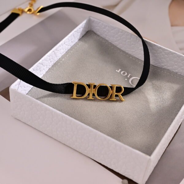 Logo Gold Tone Fabric Choker Necklace.JW01 - Image 5