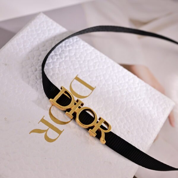 Logo Gold Tone Fabric Choker Necklace.JW01 - Image 4