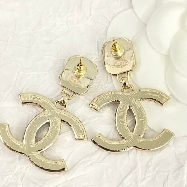 Classic Black and gold color textured Ruby Enamel CC Earrings.JW01 - Image 3