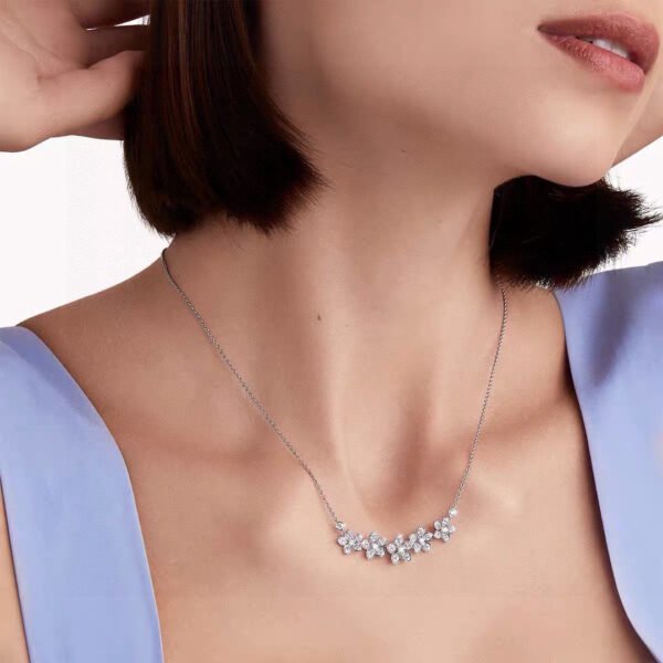 Five-flower Necklace with high carbon Diamonds.JW01 - Image 6
