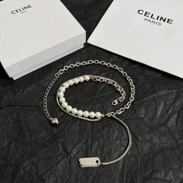 Silver tone Pearl Chain necklace .JW01 - Image 3