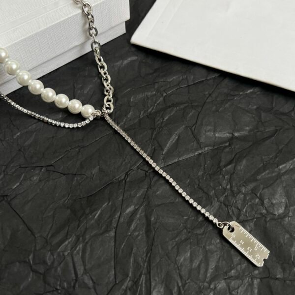 Silver tone Pearl Chain necklace .JW01 - Image 4