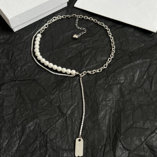 Silver tone Pearl Chain necklace .JW01 - Image 5