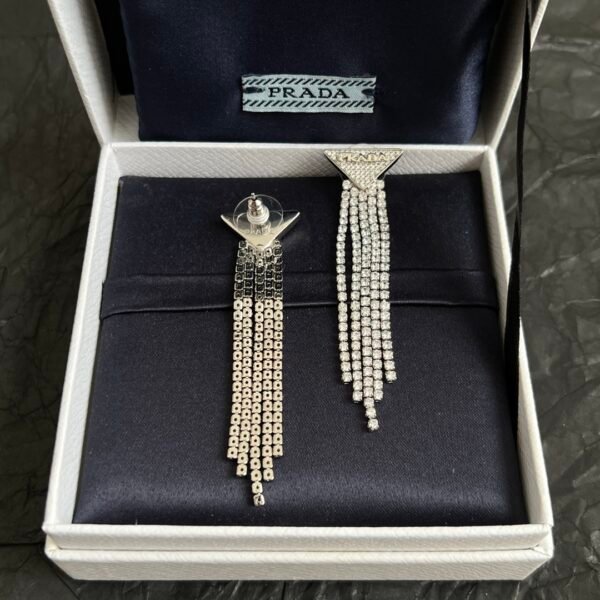 French style Triangle Earrings with diamonds .JW01 - Image 5