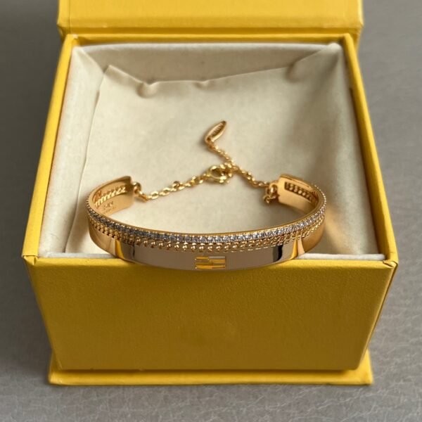Golden solid Bracelet with adjustable chain. JW01 - Image 2