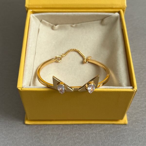 Golden Bracelet with Two eye like Diamonds. JW01 - Image 2