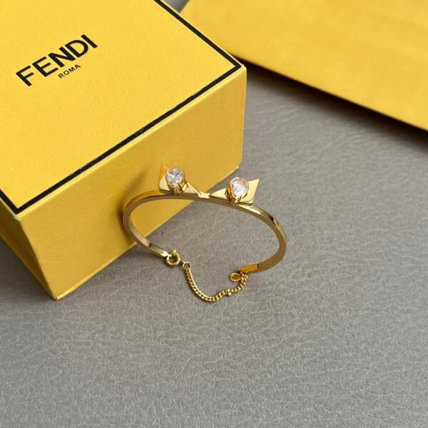 Golden Bracelet with Two eye like Diamonds. JW01 - Image 3