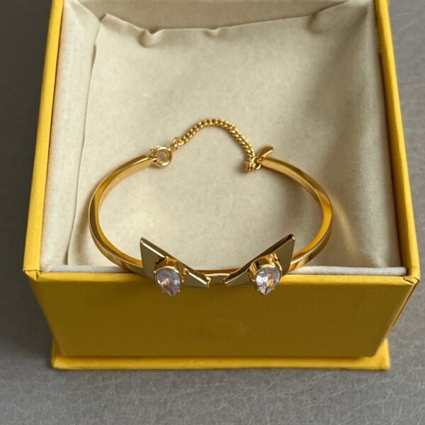 Golden Bracelet with Two eye like Diamonds. JW01 - Image 4