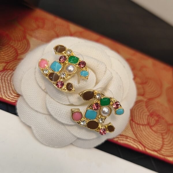 Swarovski colored diamonds, colored gems, pearls Earrings.JW01 - Image 2