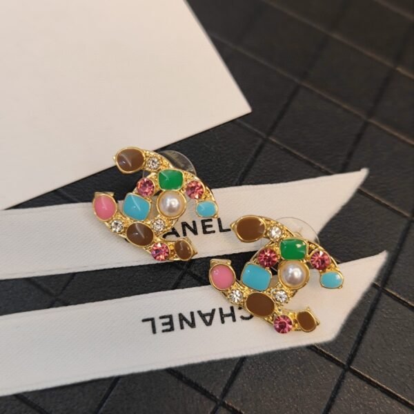 Swarovski colored diamonds, colored gems, pearls Earrings.JW01 - Image 6