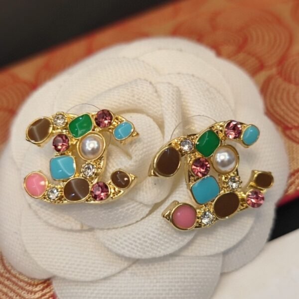 Swarovski colored diamonds, colored gems, pearls Earrings.JW01 - Image 9