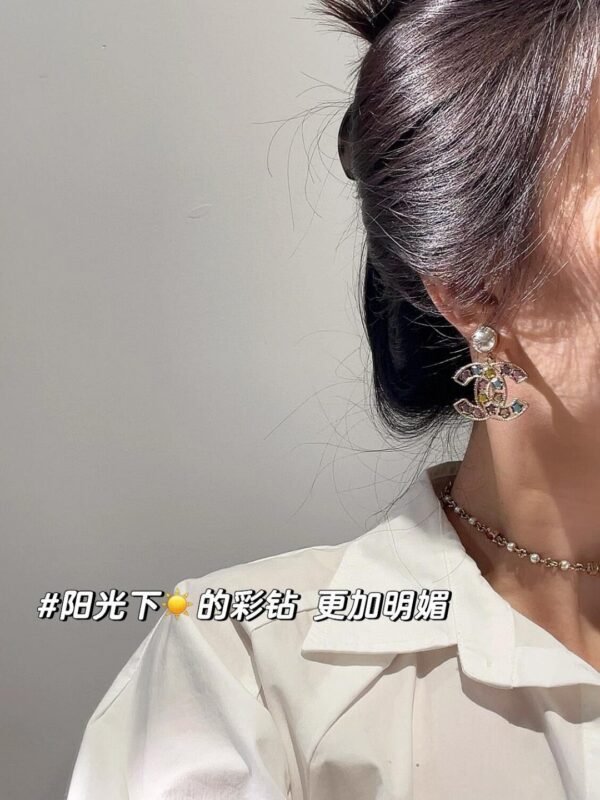 Colored Diamond five-pointed star CC pearl Earrings . JW01 - Image 8