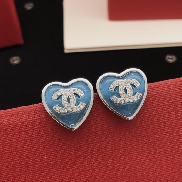 Latest Blue Heart Earrings CC logo in center .JW01 - Image 9