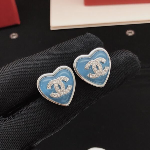 Latest Blue Heart Earrings CC logo in center .JW01 - Image 2