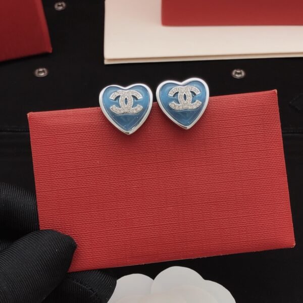 Latest Blue Heart Earrings CC logo in center .JW01 - Image 3