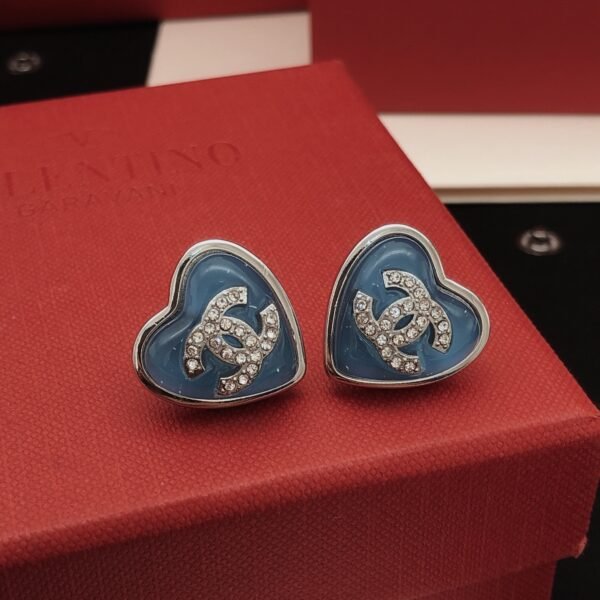 Latest Blue Heart Earrings CC logo in center .JW01 - Image 6