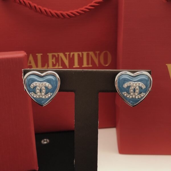 Latest Blue Heart Earrings CC logo in center .JW01 - Image 8