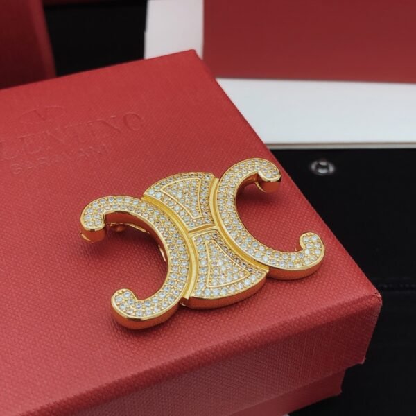 Brooch with logo Diamonds in golden and silver.JW01 - Image 3
