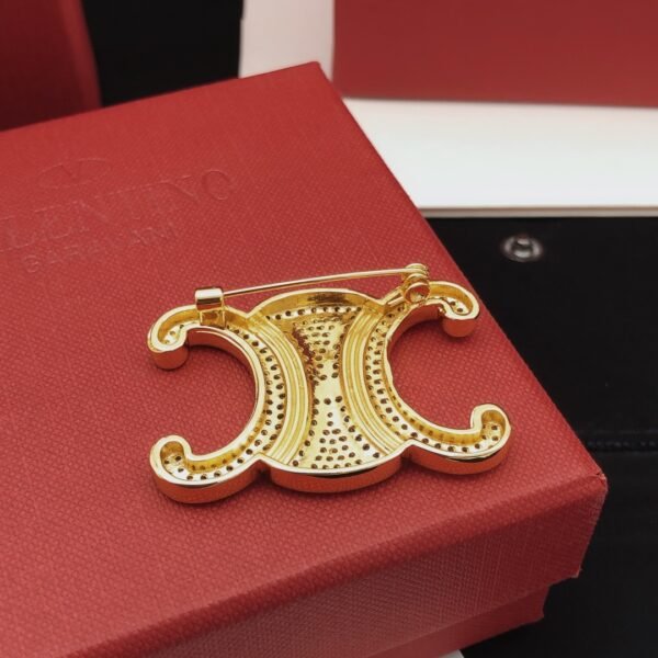 Brooch with logo Diamonds in golden and silver.JW01 - Image 4