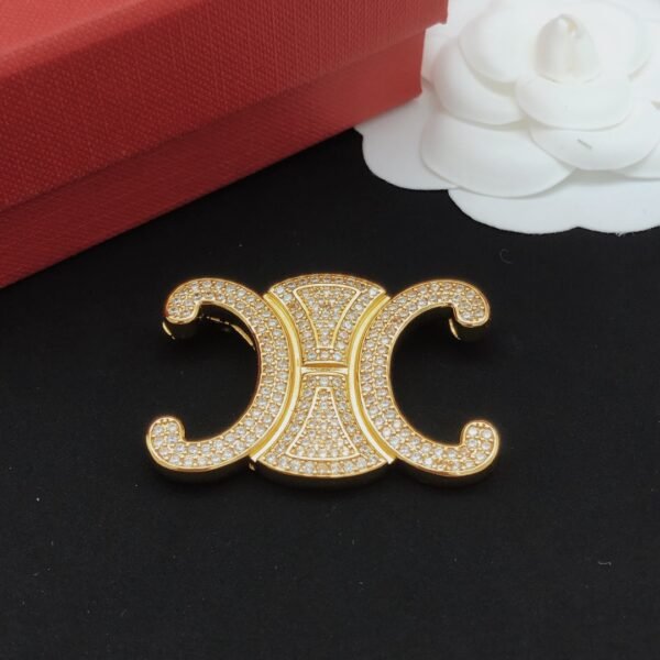 Brooch with logo Diamonds in golden and silver.JW01 - Image 5