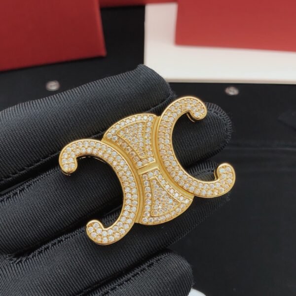 Brooch with logo Diamonds in golden and silver.JW01 - Image 6