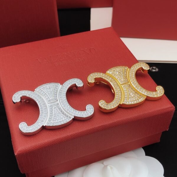 Brooch with logo Diamonds in golden and silver.JW01 - Image 7