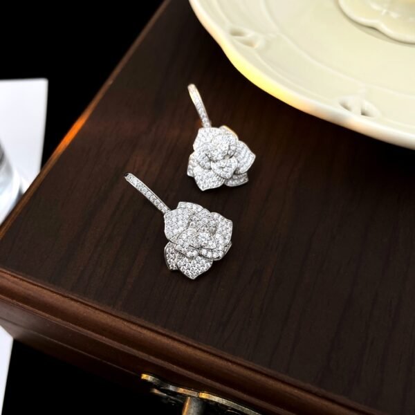 Rose earrings with diamonds .JW01 - Image 2