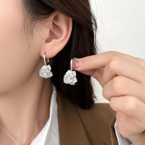 Rose earrings with diamonds .JW01 - Image 9