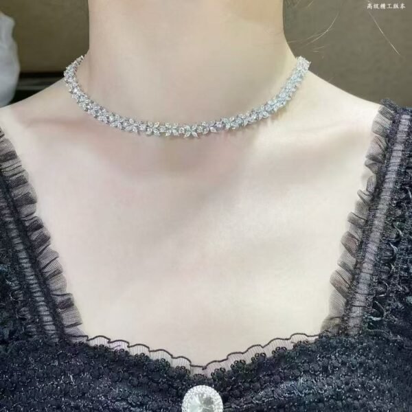 Horse Eye Diamonds on silver Necklace 40 cm .JW01 - Image 2
