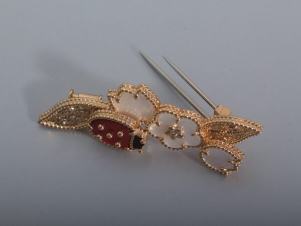Ladybug and Flower themed Brooch. The pins are plated in white Gold with Perfect Allignment .JW01 - Image 7