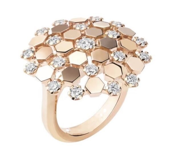 Honeycomb snowflakes High-end customized ring 925 silver rose gold platted .JW01 - Image 3