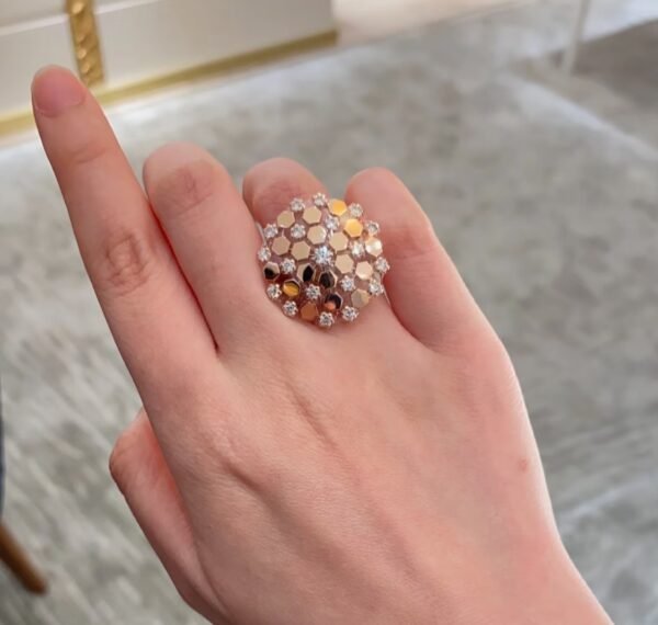 Honeycomb snowflakes High-end customized ring 925 silver rose gold platted .JW01 - Image 4
