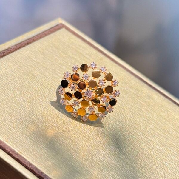 Honeycomb snowflakes High-end customized ring 925 silver rose gold platted .JW01 - Image 5