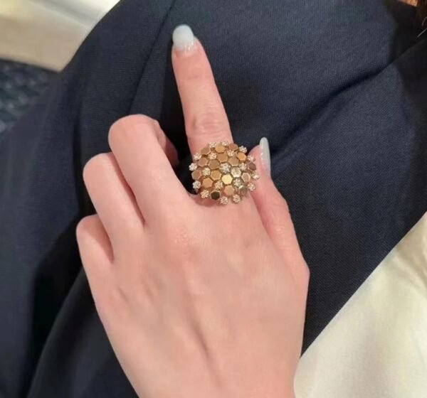 Honeycomb snowflakes High-end customized ring 925 silver rose gold platted .JW01 - Image 6