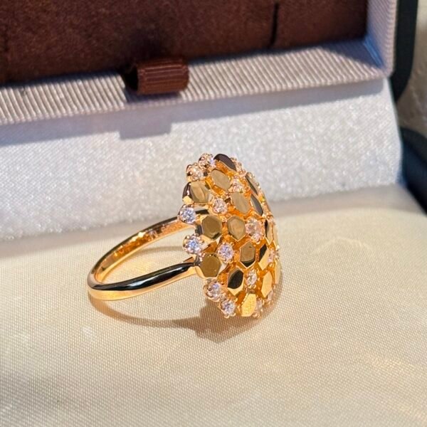 Honeycomb snowflakes High-end customized ring 925 silver rose gold platted .JW01 - Image 8