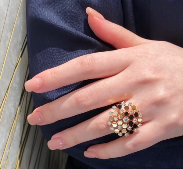 Honeycomb snowflakes High-end customized ring 925 silver rose gold platted .JW01 - Image 9